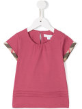 check and pleat detail T-shirt