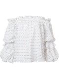 polka dots off-shoulders blouse