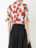 cropped rose print blouse