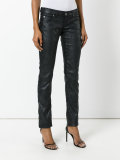 coated slim fit trousers
