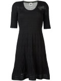 textured-knit flounce dress