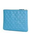 embossed zipped clutch