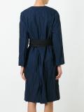 collarless belted coat