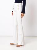 button detailing flared trousers