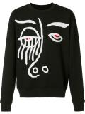 abstract face print sweatshirt