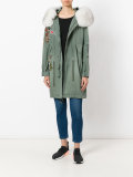 tattoo print parka coat