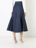 low flare denim skirt