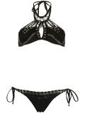 metallic details bikini set