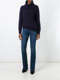 contrast knitting roll neck jumper