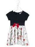 printed bow detail dress