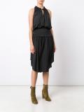 drawstring neck ruffled dress