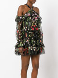 floral embroidery sheer dress