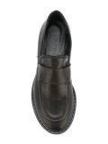 metallic heel penny loafers