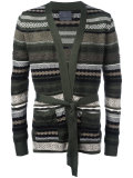 multi-pattern belted cardigan