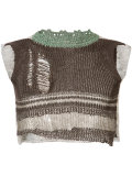 distressed knit cropped vest 