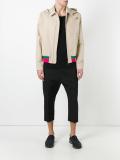 stripe hem hooded jacket