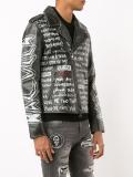 text print biker jacket