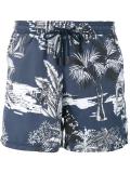 Hawaiian print swimming trunks