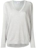 V-neck ribbed jumper