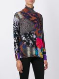 mix print roll neck jumper