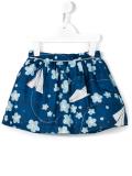 floral and paper airplane print skirt