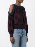 striped cold shoulder top