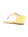 floral applique flat sandals