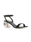 metallic chain heel sandals
