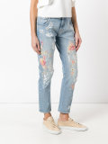 distressed floral jeans