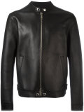 lapel-less streamlined biker jacket