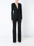 pleated deep v-neck jumpsuit