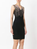 studded shoulder V-neck dress