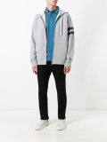 striped sleeve zip hoodie
