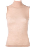 sheer ribbed sleeveless turtleneck