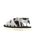push buckle cross strap sandals