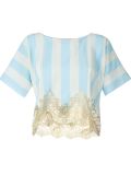 lace application striped T-shirt