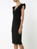 ruffled sleeves V-neck dress