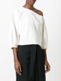 asymmetric neck cropped blouse 