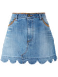 scallop hem denim skirt