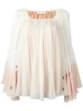 colour block drawstring blouse