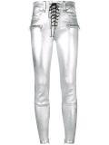 metallic skinny leather pants 