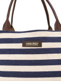 striped denim shopping bag