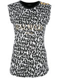 leopard print logo print top