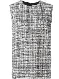 sleeveless tweed check blouse