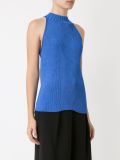 sleeveless ribbed knit blouse