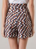geometric print high-waisted short