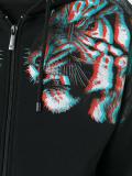 tiger print zipped hoodie