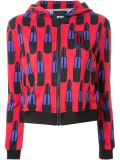 lipstick print zipped hoodie