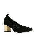 contrast block heel pumps