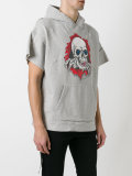 skull print hooded T-shirt 